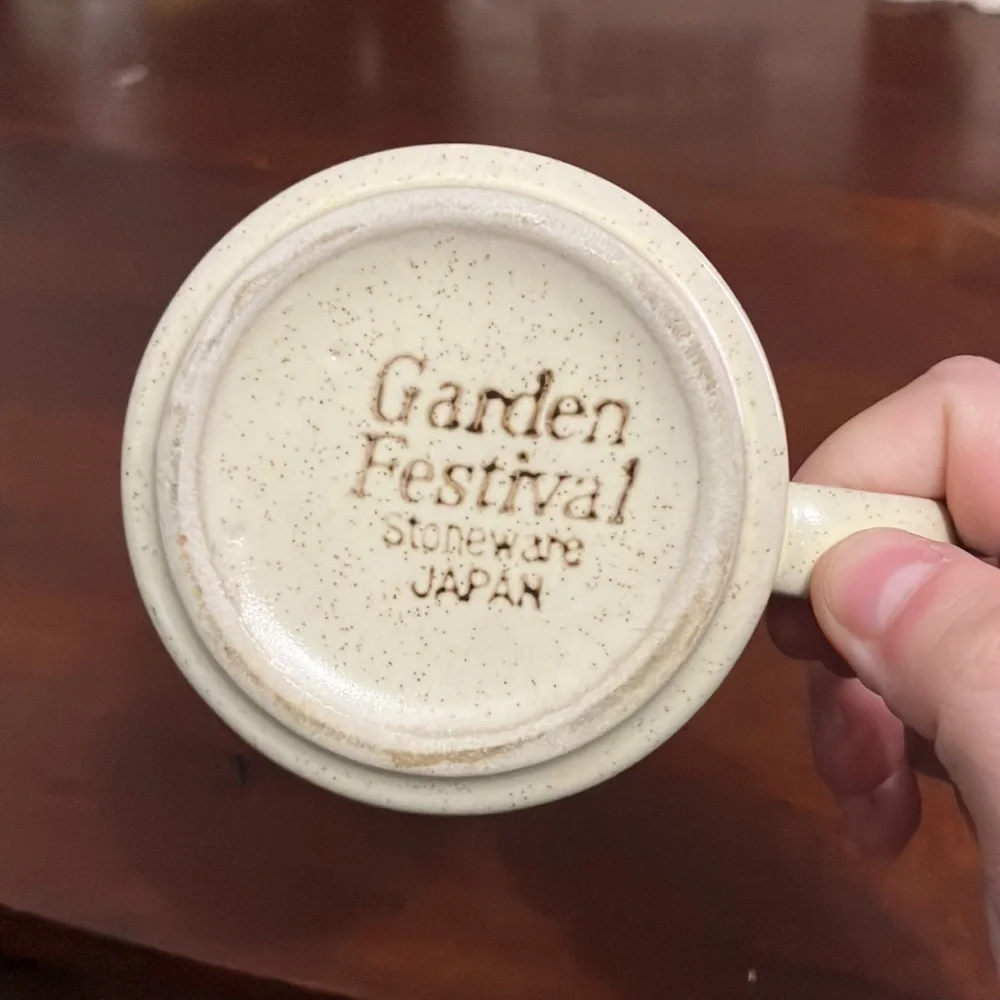 Vintage Hearthside Garden Festival Stoneware Creamer Yellow Rim Speckled Japan
